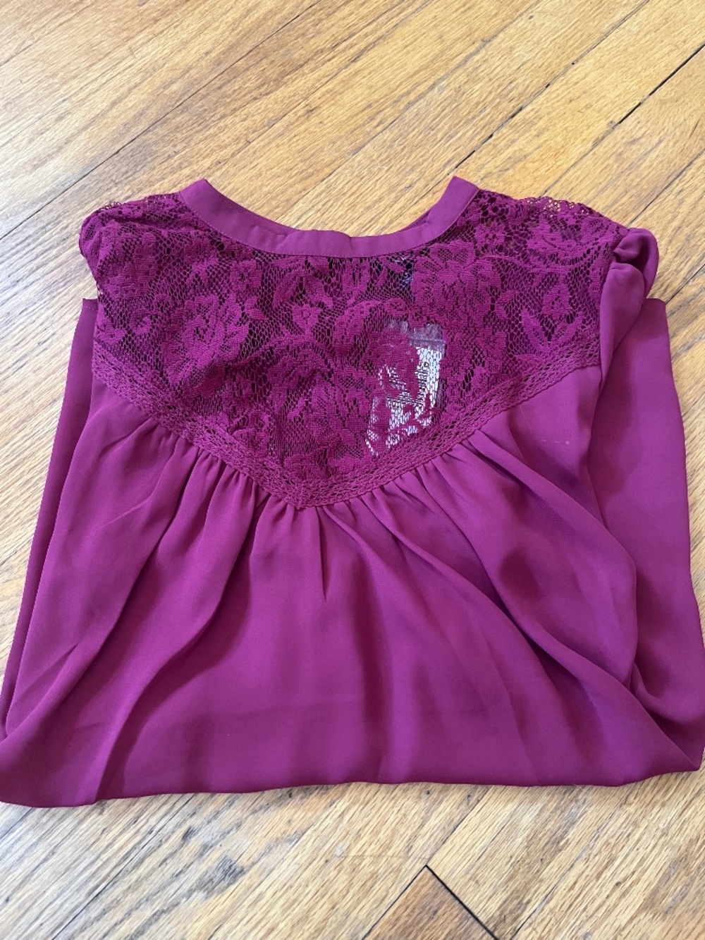 Torrid Burgundy Lace Detail Blouse with Flutter Sleeve